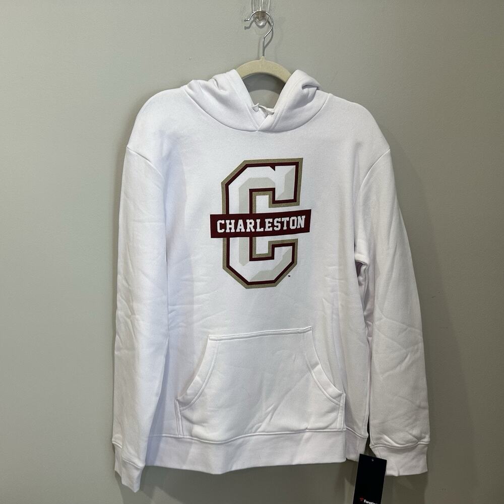 Men's Fanatics White Charleston Cougars Primary Logo Pullover‎ Hoodie Large NWT